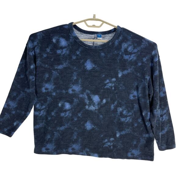 Old Navy Tops - Old Navy Sweater Sweatshirt Women XL Blue Black Tie Dye Print Casual Lightweight